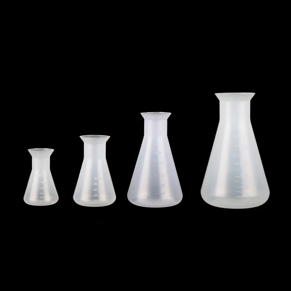 50ml 100ml 250ml 500ml Plastic Conical Flask Narrow Neck Erlenmeyer Flask Chemistry Biological Laboratory Equipment