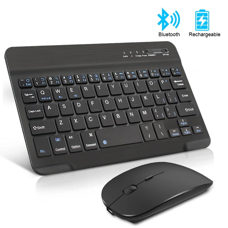 Wireless Keyboard and Mouse Mini Rechargeable Spainish Bluetooth Keyboard With Mouse Russian Keyboard For PC Tablet Phone