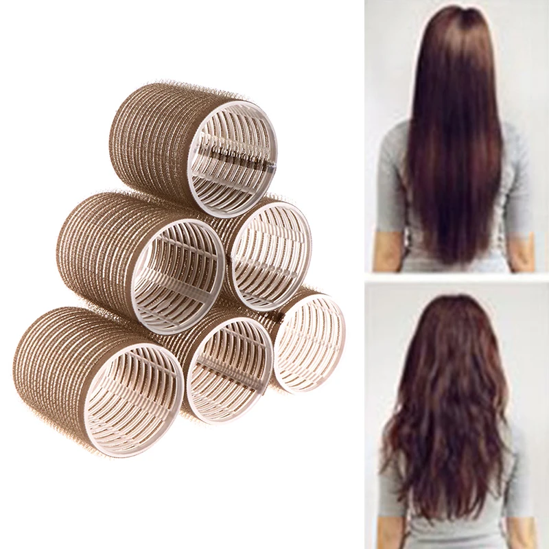 

Hairdressing Home Use DIY Large Self-Adhesive Hair Rollers Styling Roller Magic Roll Curler Beauty Tool 6pcs/lot Random Color