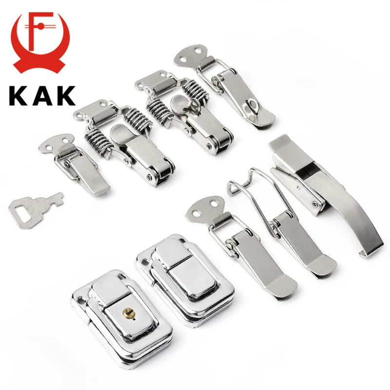 5PCS KAK J107 Hardware Cabinet Boxes Spring Loaded Latch Catch Toggle Hasp 46*21 Mild Steel Hasp For Sliding Door Simple Window