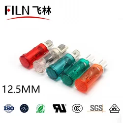 FILN YueQing Hot Sale Buckle Push Snap in 12.5mm 12v 24v 110v Led Indicator Light White Red Yellow Green Blue Signal Light