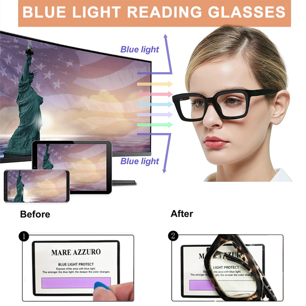 Oversized Reading Glasses Women Blue Light Blocking Glasses Magnifier Decorative Eyewear Fashion Eyeglasses Frames Presbyopic +1