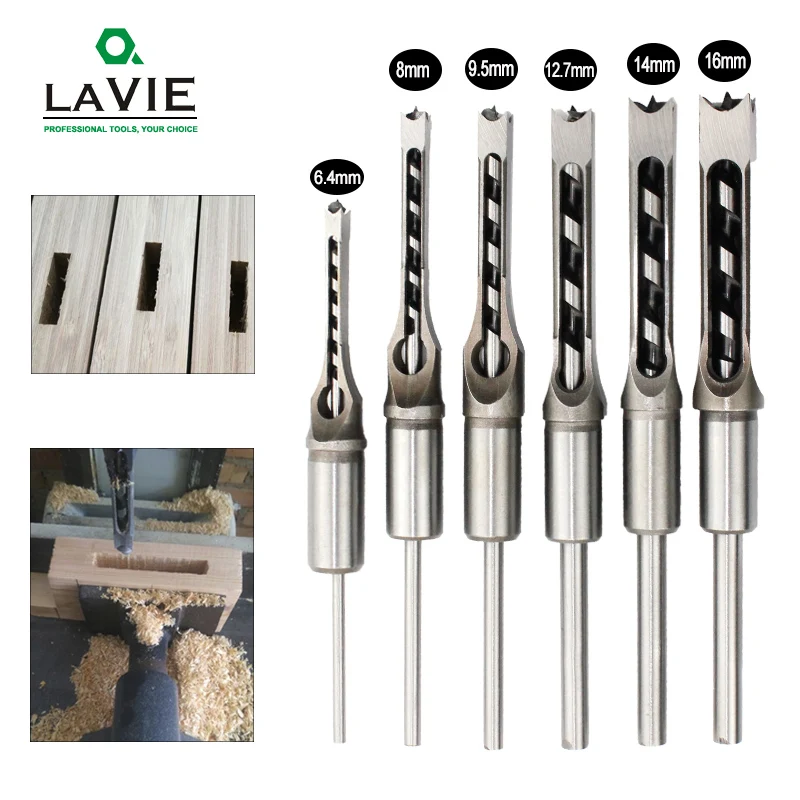Hss Brocas de Torção Quadrado Auger Mortising Conjunto de Broca de Cinzel Buraco Quadrado Kit de Ferramentas de Broca de Madeira Conjunto Estendido Serra Bh01 Pcs