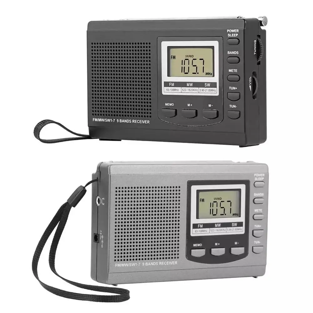 Protable Radio FM MW SW Digital Alarm Clock FM Radio Receiver with Earphone