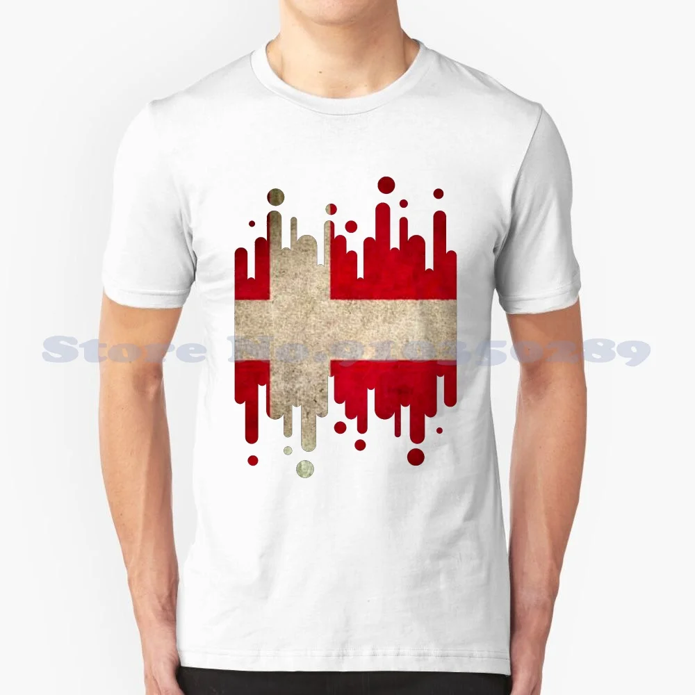 Denmark Vintage Flag 100% Cotton T-Shirt Spldge Splash Flags Spot Splatter Denmark Danish Copenhagen Herning Svendborg