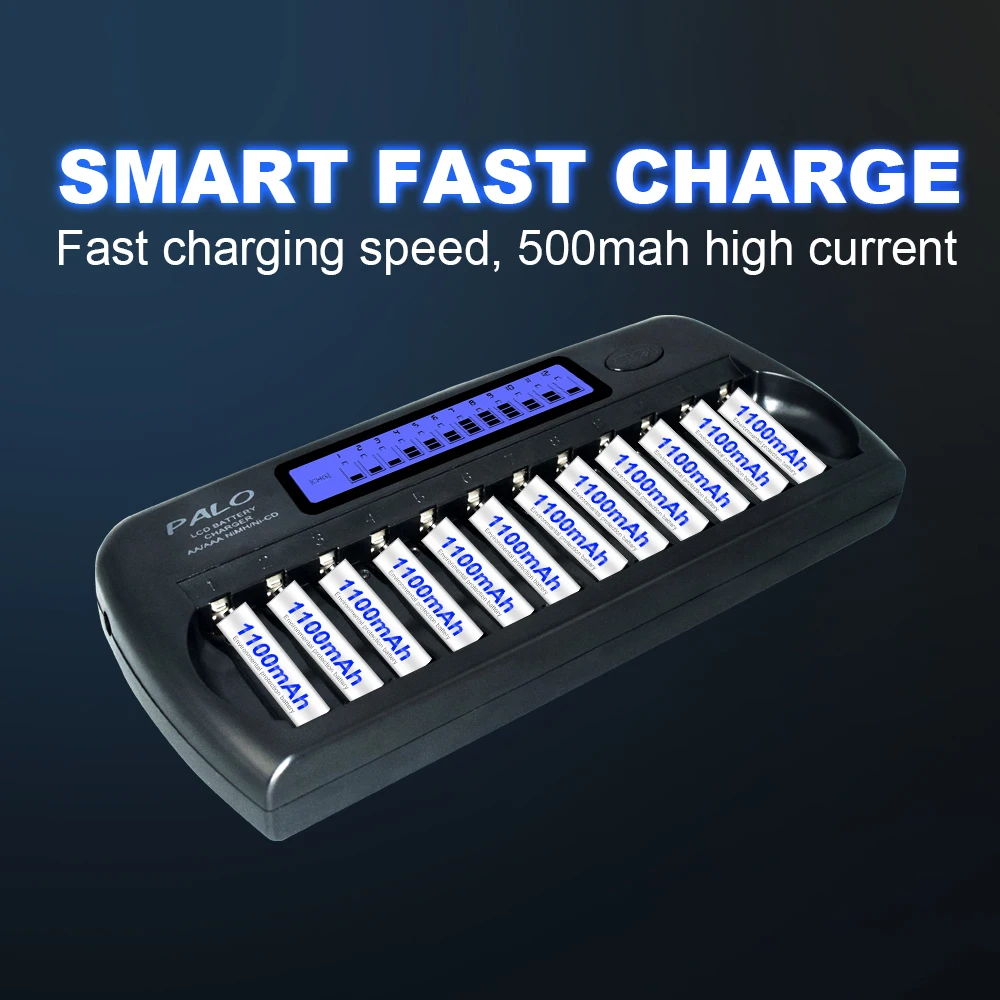 4-16 Slots Fast Smart Charger LCD display Built-In IC Protection Intelligent Rapid Battery Charger for 1.2V AA AAA Ni-MH Ni-Cd