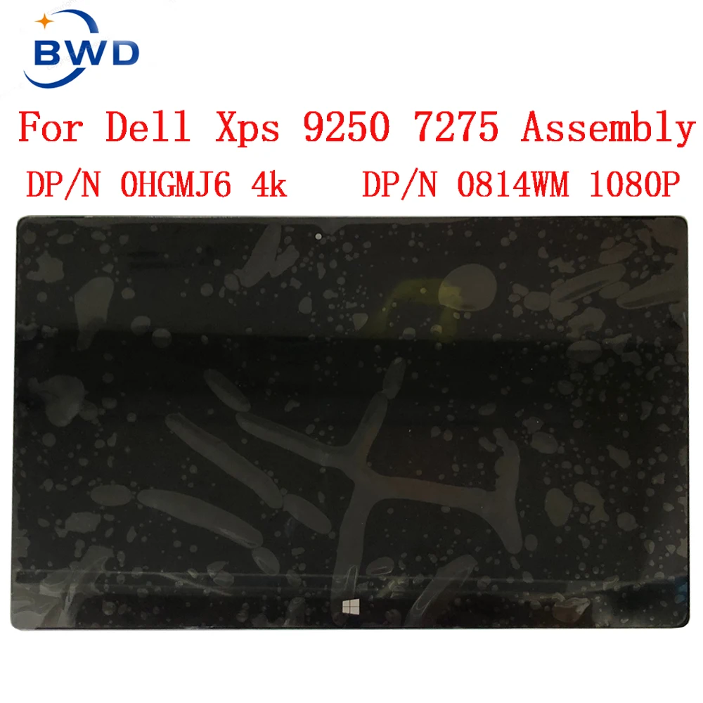 

12.5" LCD With Touch screen Assembly For Dell XPS 12 7275 1920X1080 LQ125M1JW31 DP/N 0814WM OR 3840X2160 LQ125D1JW31 DP/N 0HGMJ6