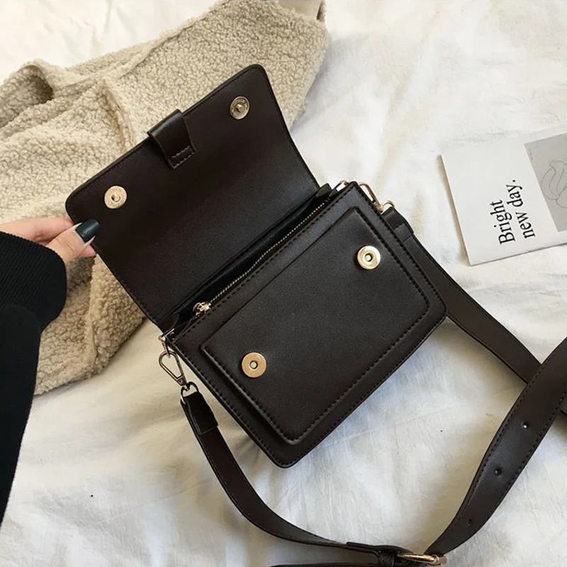 Fashion Brand Women\'s Small Crossbody Bag Lightweight PU Leather Messenger Bag Flap Handbag Purse Summer Travel Bag for Female