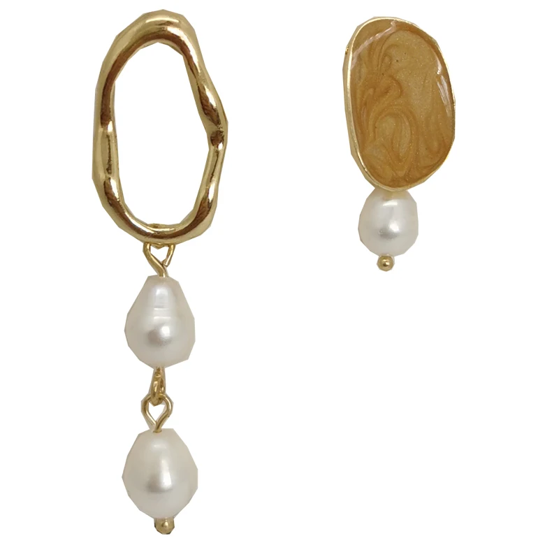 Women earrings fashion sense earrings temperament senior asymmetry natural pearl earrings fashion stud earrings image 2
