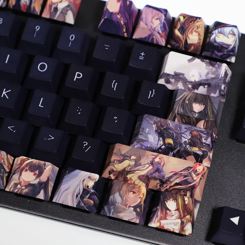 1 ชุด PBT 5 ด้าน Dye Sublimation Keycaps อะนิเมะ Gaming Key Caps สําหรับสาว Frontline คีย์บอร์ด Keycap