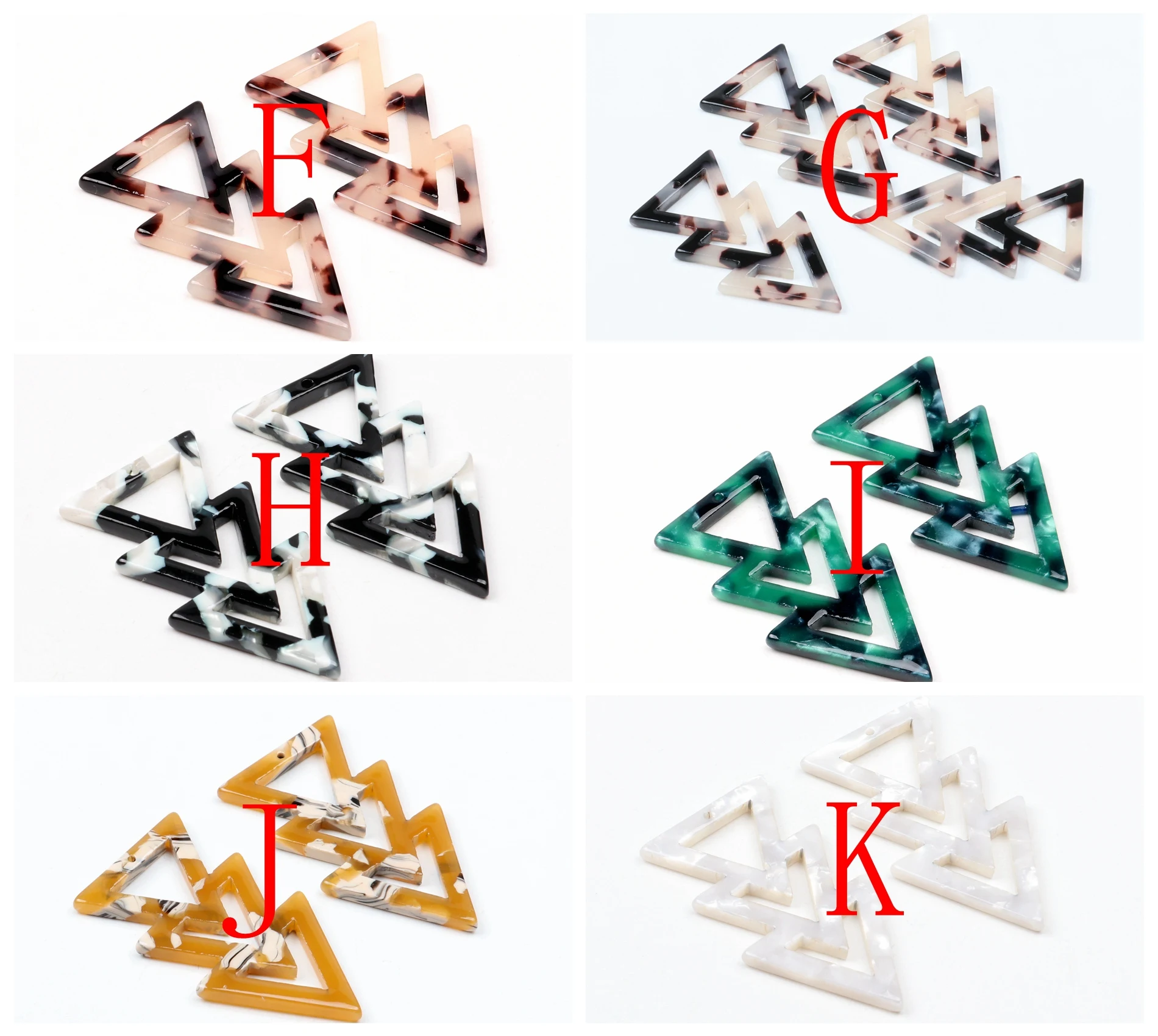 Tortoise Shell Earring Charms,Acetate Acrylic Triple Triangle Shaped Pendant,Earrings Part,Big Earring Findings,39x20.5mm,ACE245