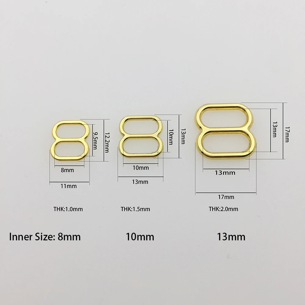 High Quality Nickle free 100pcs/Lot bra plated sliders adjustment buckle tri glide fig 8 DIY Garment Accessories