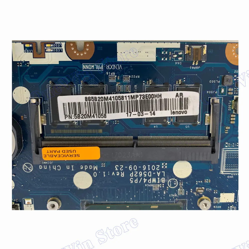 Untuk 110-15ISK 80UD Ideapad Lenovo CPU I3-6100U UMA 4G DDR4 Papan MB BIWP4/P5 LA-D562P Rev:1.0 Kualitas Tinggi 100% Diuji 5B20M41058