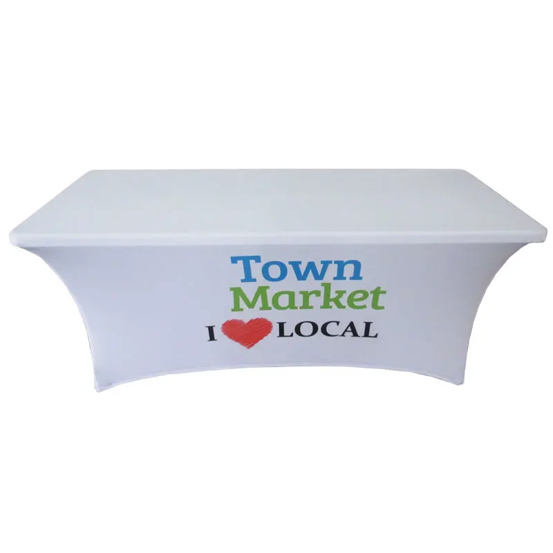 Morning custom Logo table cover cloth 4ft 6ft 8ft advertising spandex tablecloth for trade show outdoor display