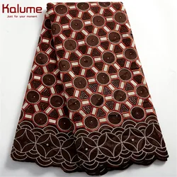 Kalume African Cotton Lace Fabric 5 Yards Nigerian Swiss Voile Cotton Lace Fabric 2024 Tissus Jersey For Women Sew Dresses H2482