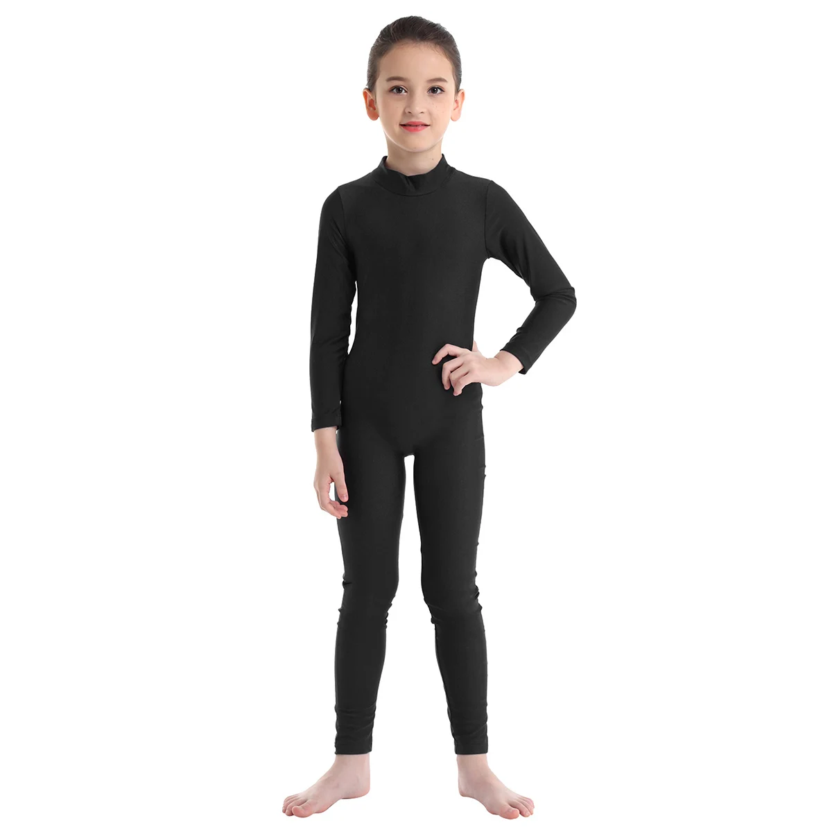 Kids Boys Girls Ballet Dance Gymnastics Leotard Bodysuit Long Sleeves Zippered Jumpsuit Unitard Practice Performance Dancewear