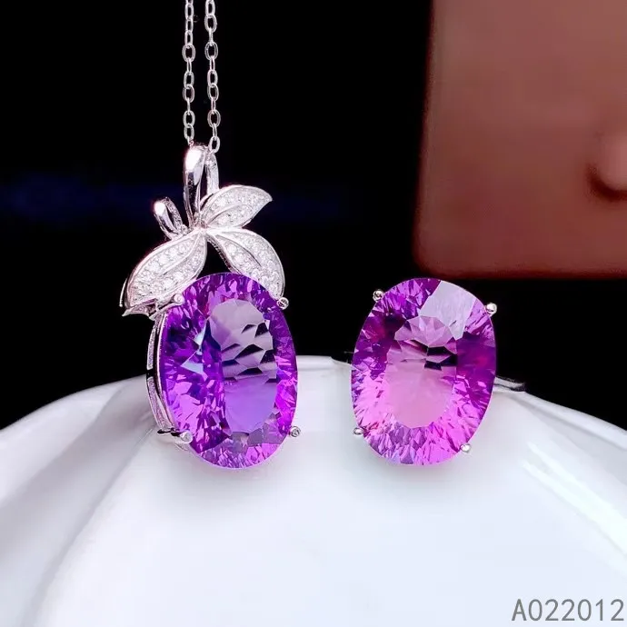 

KJJEAXCMY fine jewelry natural Amethyst 925 sterling silver fashion girl set support test hot selling