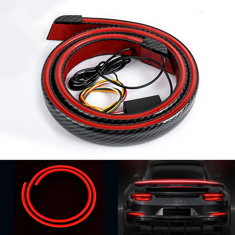 Universal Car Spoiler Led Rear Wing Lights Strip Exterior Parts Trunk Tail Lip Brake Turn With DRL Lamp For Audi Golf Toyota BMW