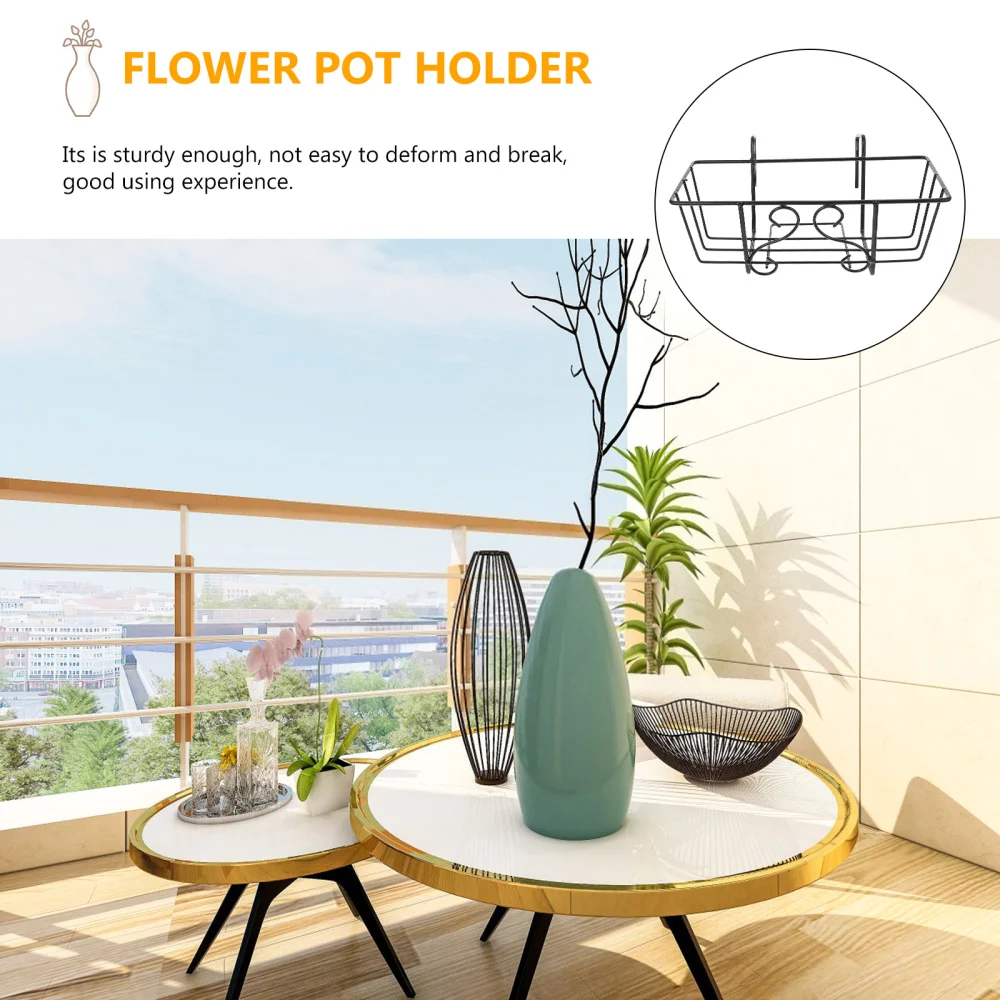 Hanging Planter Plant Flower Balcony Railing Pot Holder Rack Stand Shelf Metal Rail Flowerpot Fence Iron Outdoor Wall
