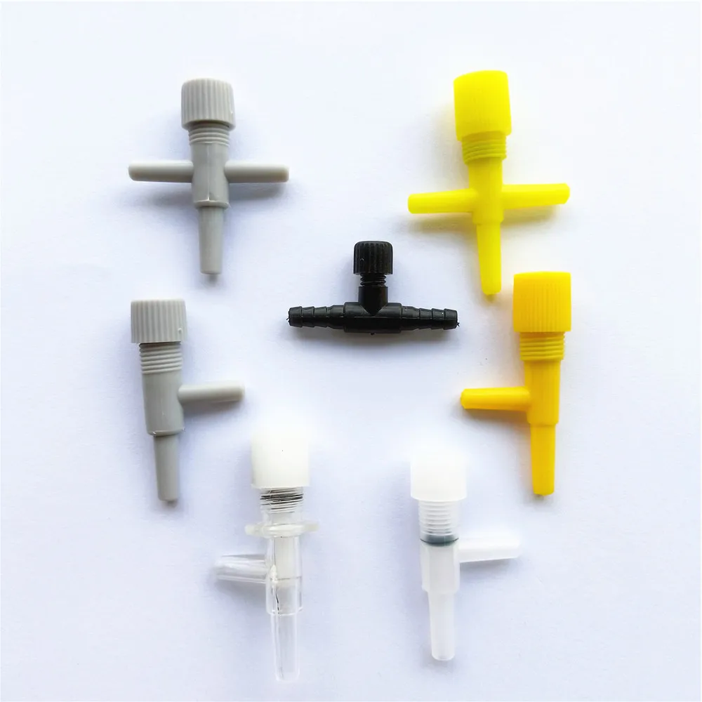 3pcs Plastic T-type Two Way Tee Air Water Valves Gas Check Flow Regulation Pipe Tube Connectors DIY Aquarium Parts Drop Shipping