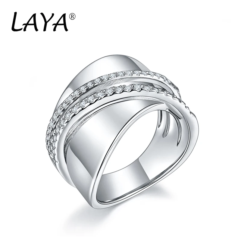 925 Sterling Silver Fashion New Style For Women Trendy Jewelry Hot Selling High Quality Zircon Gloss Band Multi-Line Chunky Ring