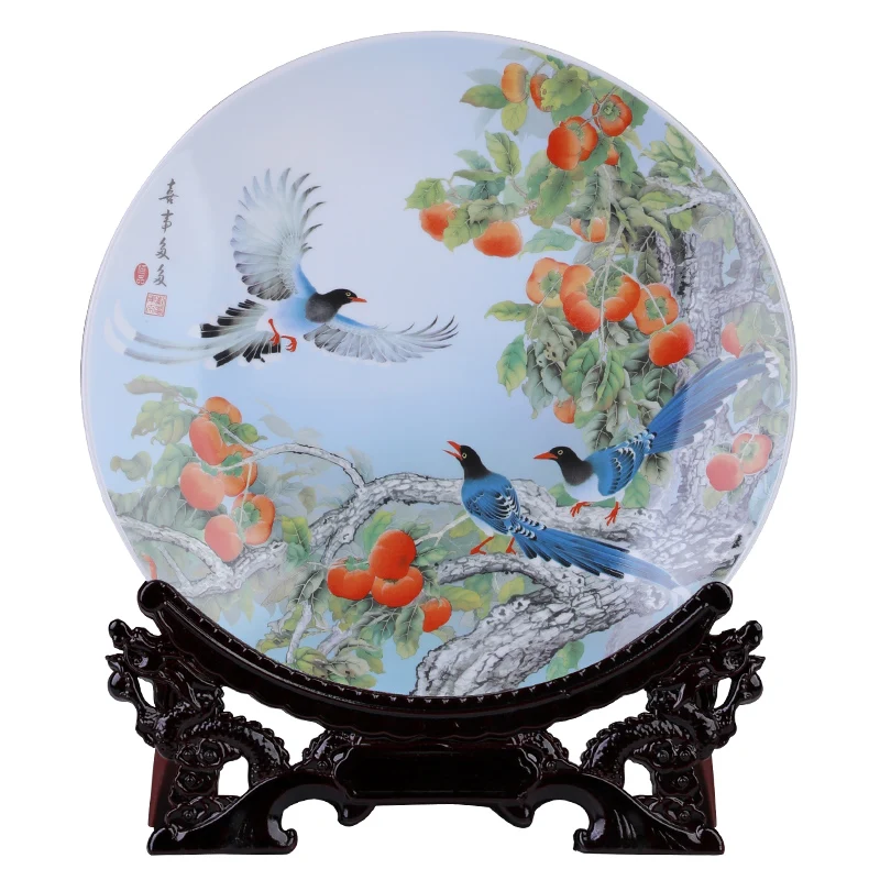 

Jingdezhen Ceramic Persimmon Ceramic Hanging Plate Decoration Sitting Plate Home Living Room Study Wine Cabinet Ornaments