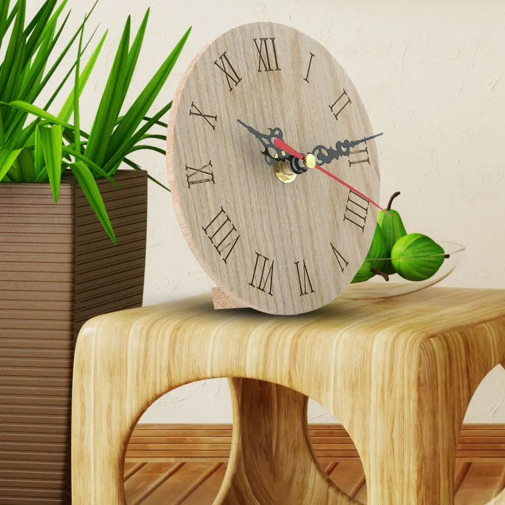 Classical Quartz Clock Round Shape Wood Wall Clock Simple Style Hanging Clock for Living Room Decoration