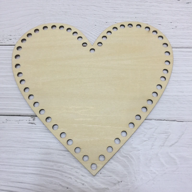 

3pcs 20cm big heart wooden bottom base for basket wood plaques blank unfinished wooden cross stitch