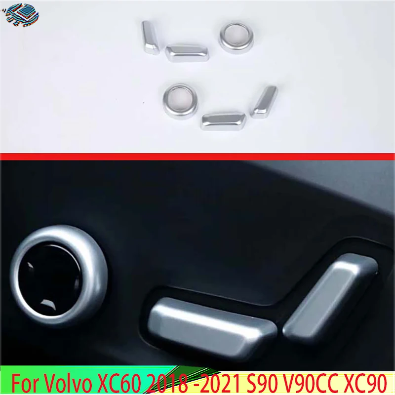 

For Volvo XC60 2018-2021 S90 V90CC XC90 Car Accessories ABS Chrome Interior Inner Seat Adjustment Switch Knob Button Cover Trim