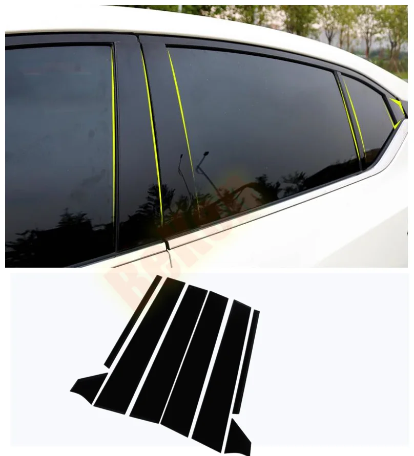 

For Nissan Sentra 2020-2022 black PVC Car Window B-pillar decoration Sticker 8PCS Car modification Auto parts