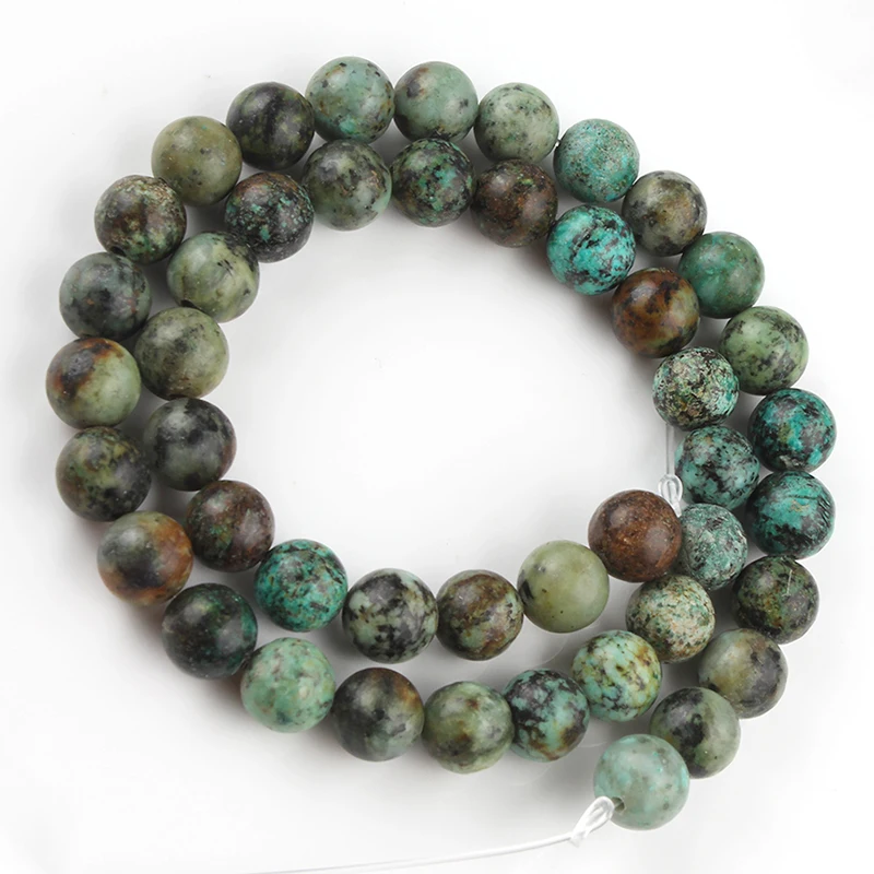 Natural Stone Beads African Turquoises Round Loose Beads for Jewelry Making DIY Bracelet 15\'\' Pick Size 4 6 8 10 12mm Wholesale