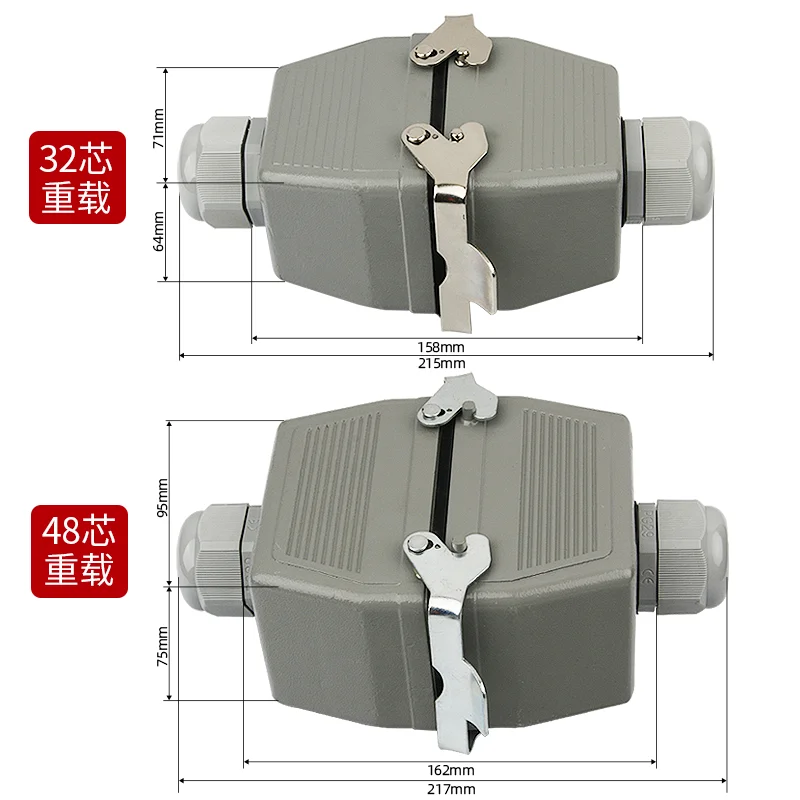 

Heavy duty connector he-32 core 48 core butt type rectangular industrial waterproof aviation plug and socket connector