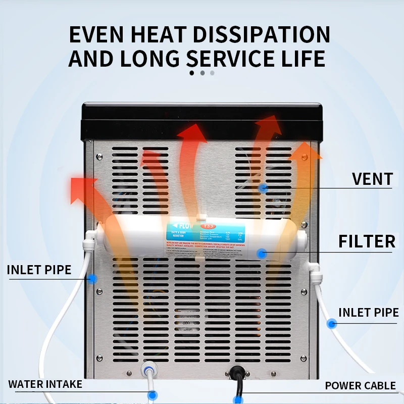 Machine à glaçons commerciale 24kg, magasin de thé bar ktv grande machine à glaçons petit ménage automatique glaçons