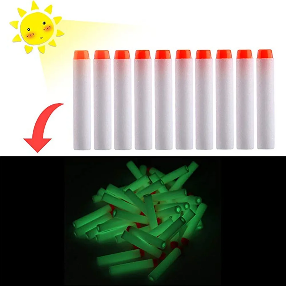 White Glow in the Dark Soft Refill Bullet Replacement Foam Luminous Bullet For Nerf Toy Gun Elite Series Soft Hole Bullets Darts