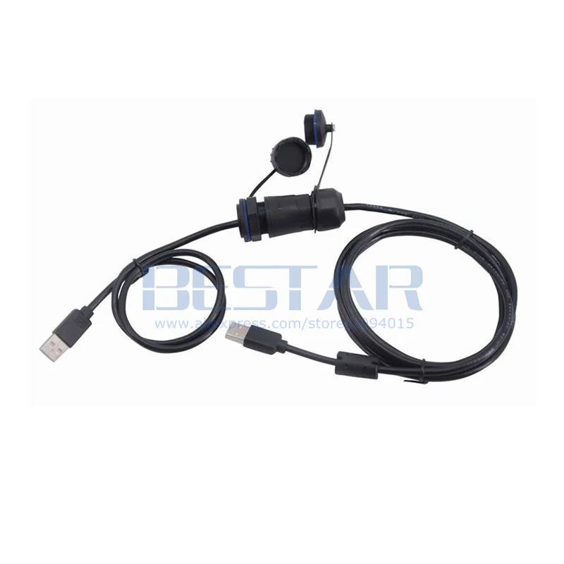 USB 2.0 Type a Male to Female Extension Cable IP68 Waterproof Industrial Standard with Dustproof Cap 1m/1.5m/3m/5ft Data Sync Co
