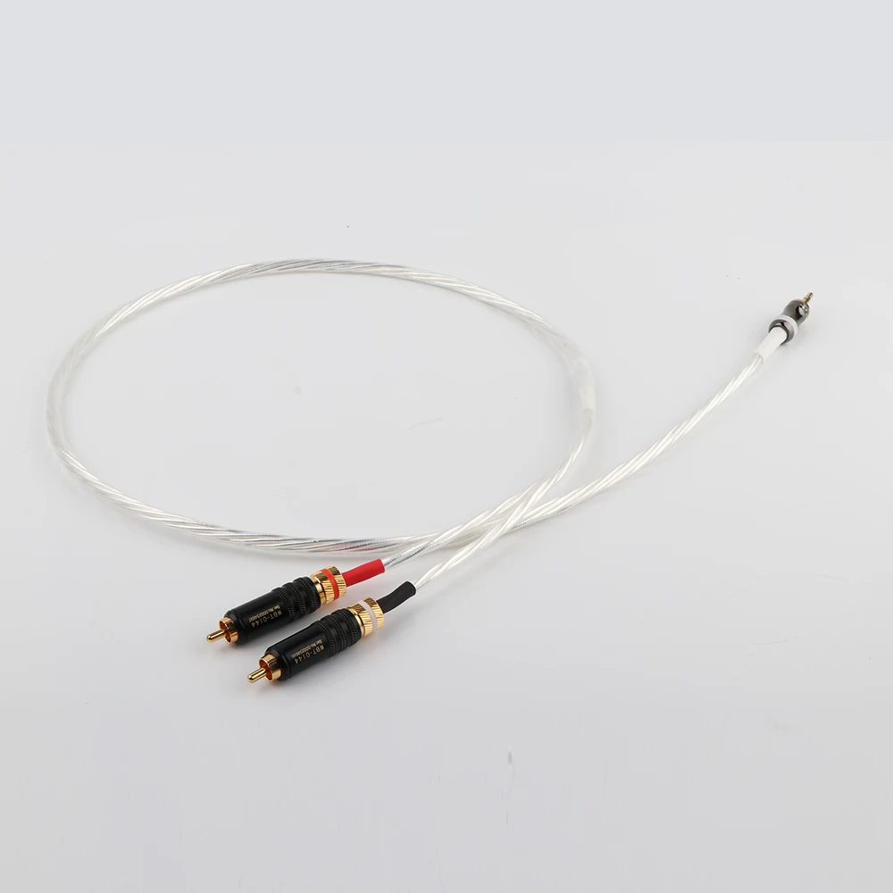 Silver Plated RCA Cable 2RCA to 2.5mm/3.5mm Audio Cable HiFi Stereo AUX RCA Jack 3.5 Y Splitter for Amplifiers