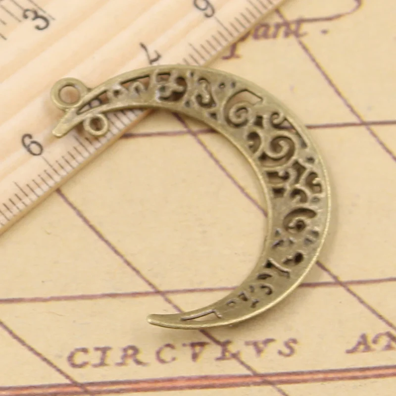 10pcs Charms Hollow Moon Link 40x30mm Tibetan Bronze Silver Color Pendants Antique Jewelry Making DIY Handmade Craft Pendant