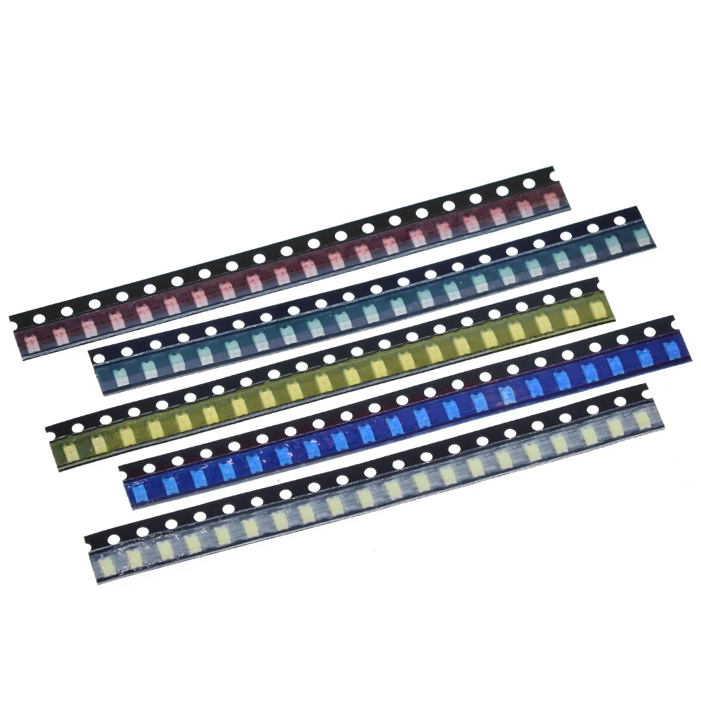 100pcs=5 colors x20pcs 1206 SMD LED light Package Red White Green Blue Yellow 1206 led kit