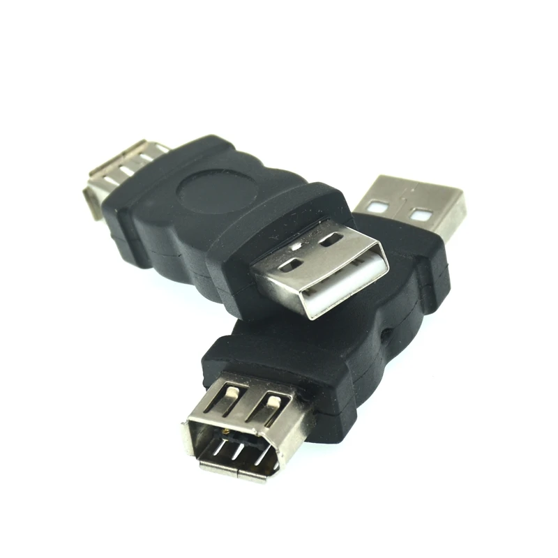 Firewire Ieee 1394 6 Pin Female Naar Usb 2.0 Type A Male Adapter Adapter Camera Mobiele Telefoons MP3 Speler Pda 'S zwart