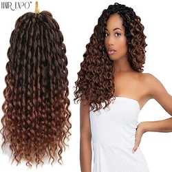 16 zoll Synthetische Lose Tiefe Welle Twist Häkeln Haar Extensions Freetress Ombre Flechten Haar Lockige Welle Für Frauen Haar Expo stadt