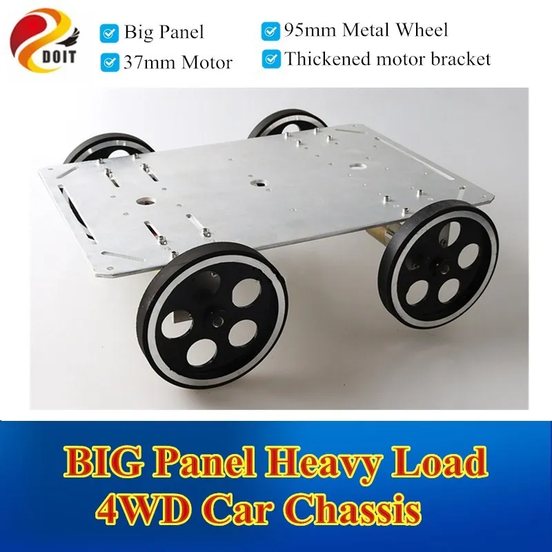 DOIT RC Metal Panel Car Chassis Big Load 4WD Mobile Robot Platform C600 Aluminum Alloy Plate / 37mm Big Torque Motor Uassembled