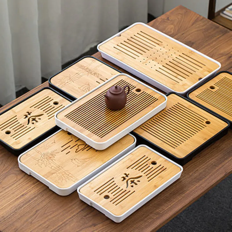 Bamboo Tea Tray Pu\'er tea Tea Board 1PC Drainage Water Storage kung-fu Tea Set Tea Table Chinese Tea Room Board Ceremony Tools