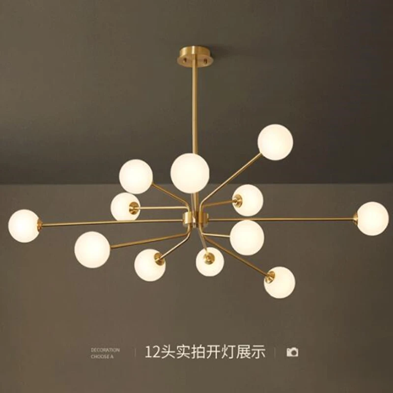 

Nordic Led Chandeliers Lighting Copper for Living Room Kitchen Loft Magic Bean Glass Brass Ceiling Pendant Lamp Bedroom Fixtures