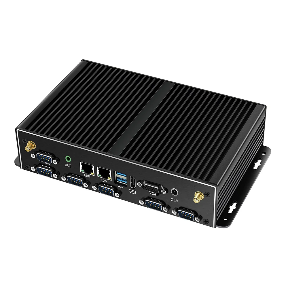 Fanless Industriële Mini Pc I7 5500u I5 5200u 2x Ddr3l Slots 2x Lan 6x Db9 Rs232 6x Usb Hdmi Vga Wifi Sim 4G Lte Windows Linux