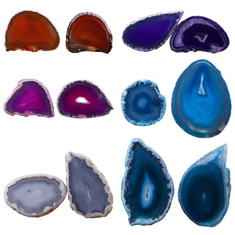 1 Pc Natural Agate Geode Polished Irregular Crystal Slice Stone DIY Pendant Mineral Home Decoration