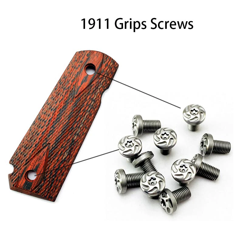 Tùy Chỉnh 4 Miếng 1911 Cầm Vít Thép Không Gỉ CNC T8 Mận Vít 1911 Rang Xanh Dương Cầm Móng Tay