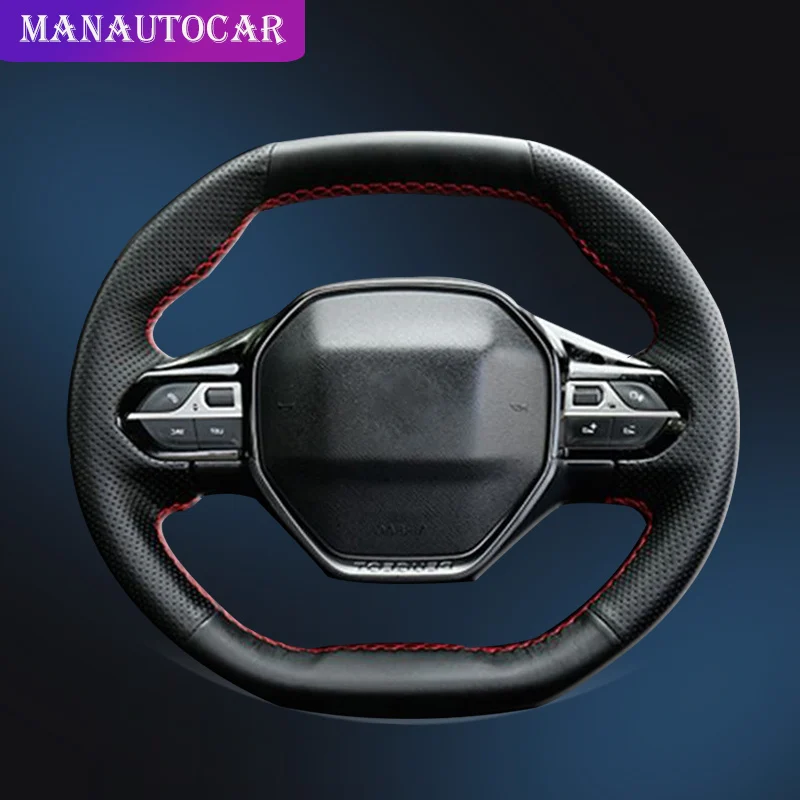 Custom Auto Braid On The Steering Wheel Cover for Peugeot 4008 2017 2018 3008 2017 2018 DIY Car Interior Accessories Car-styling