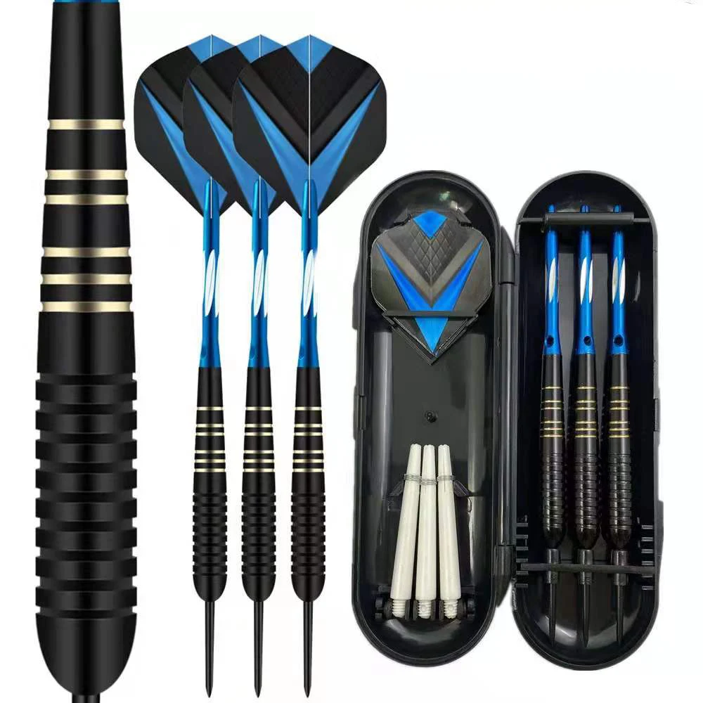 3pcs/set Professional Darts Free Carry Box 23g Total Length 16.5cm Black Golden Color Steel Tip Darts With Aluminum Shaft