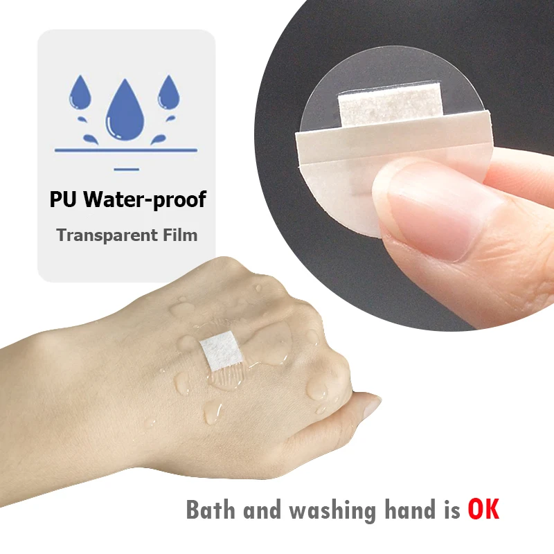 50pcs Waterproof Band-Aid For Inject Wounds Hemostasis Medical Plaster Circular Transparent Bandage First Aid Adhesive PatchA616