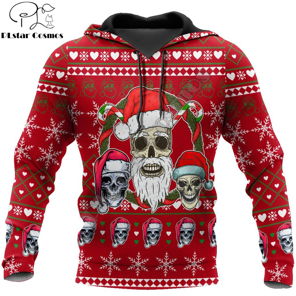 

Santa skull 3D All Over Printed Mens Hoodie Skulls Christmas Hooded Sweatshirt Autumn Streetwear Unisex Casual hoodies KJ718